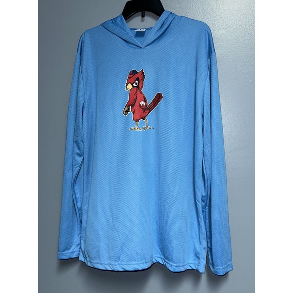 St. Louis Cardinals Hooded Tech Shirt Adult XL Blue Hoodie Lightweight Retro MLB - Picture 1 of 5